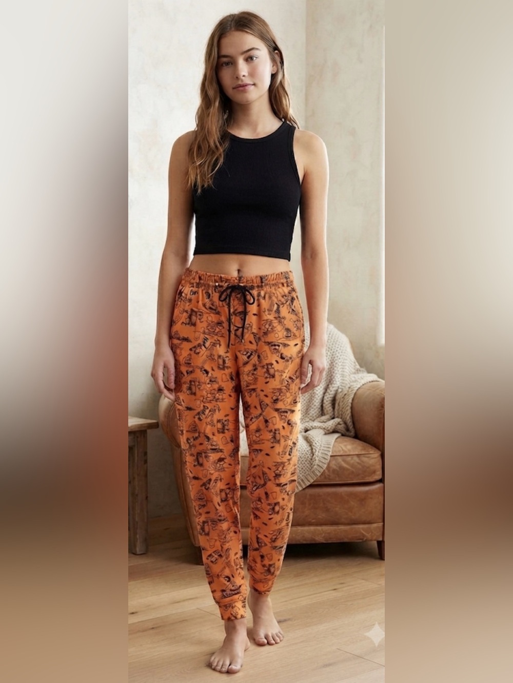 Peanuts Orange HalloweenGraphic Sweatpants